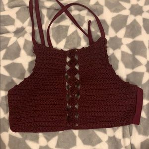 maroon bikini top